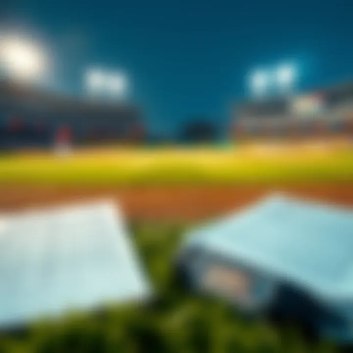 A baseball field with betting slips and strategy notes laid out, focused on KBO, NPB, and CPBL leagues