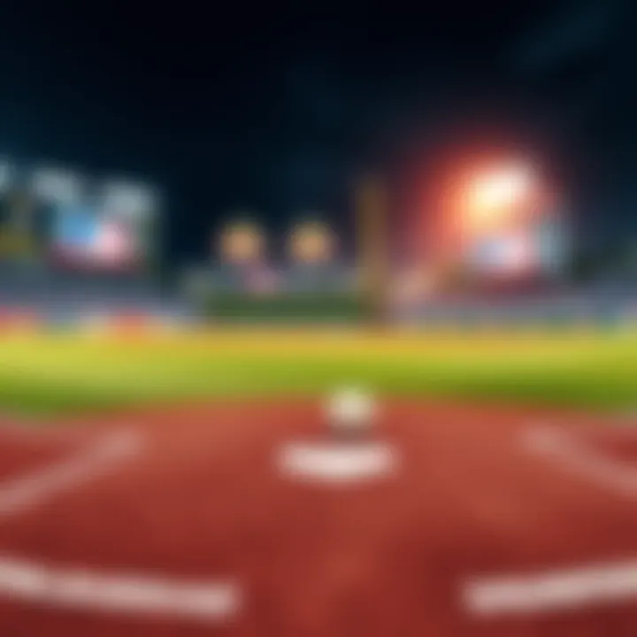 A baseball field with betting odds and player stats displayed on a digital screen