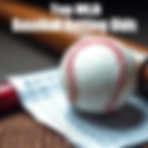 A close-up of a baseball bat and ball with betting odds printed on a paper