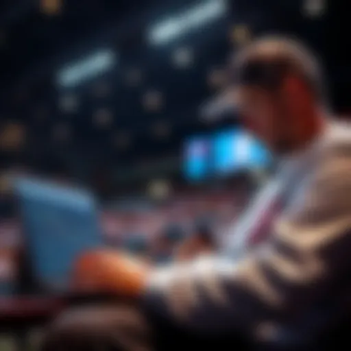 A baseball fan studying statistics and placing bets on a laptop during the MLB season.