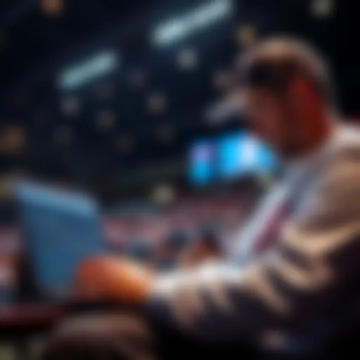 A baseball fan studying statistics and placing bets on a laptop during the MLB season.