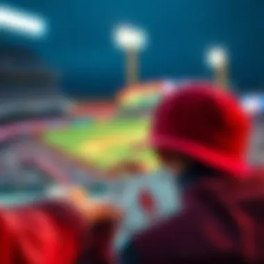 Baseball Betting Strategy A person placing a $10 bet on a baseball game with a focus on the Red Sox, showcasing betting slips and a baseball cap.