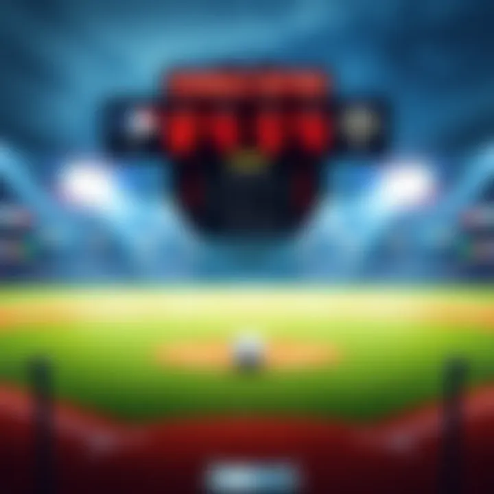A baseball field with a scoreboard showing winning scores, representing successful MLB parlay bets.