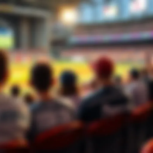 Fans watching a Sunday Night Baseball game, discussing the profit boost concerns with excitement and curiosity.