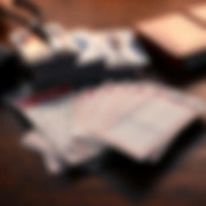A collection of baseball cards and betting slips on a table, symbolizing predictions for upcoming games