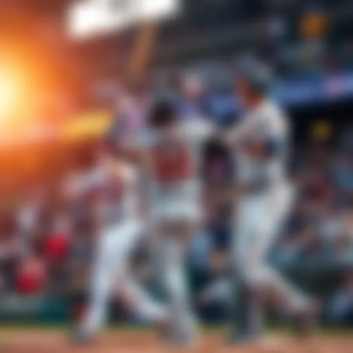 Baseball Game Highlights Players celebrating after a home run during a Major League Baseball game