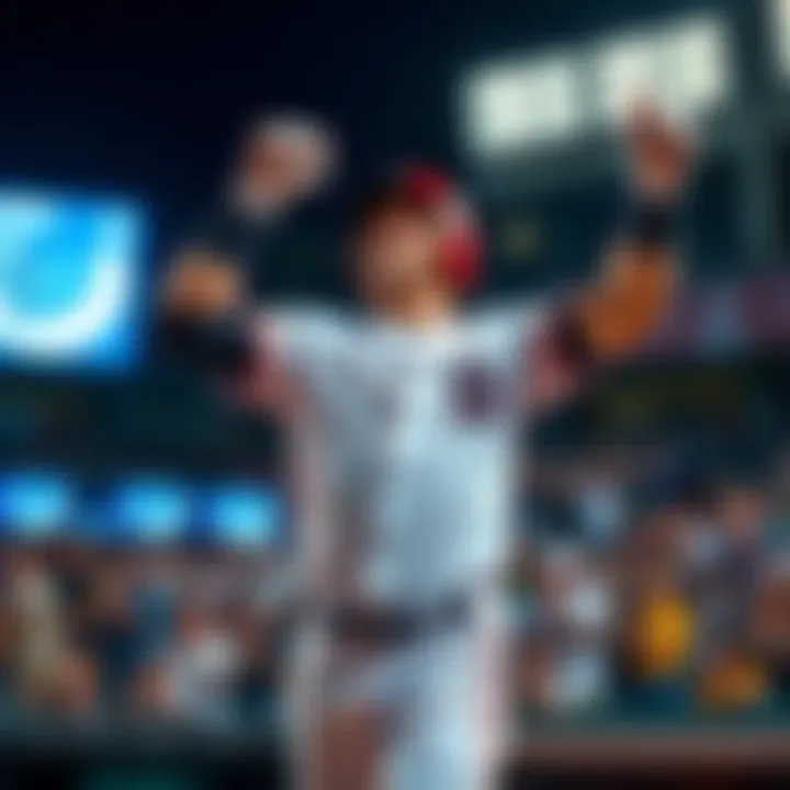 Baseball Player Celebrating a Home Run A baseball player joyfully celebrating after hitting a home run, embodying the spirit of Dinger Tuesday.