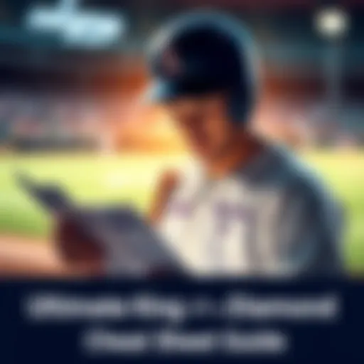 A baseball player studying a cheat sheet to improve their game on the diamond