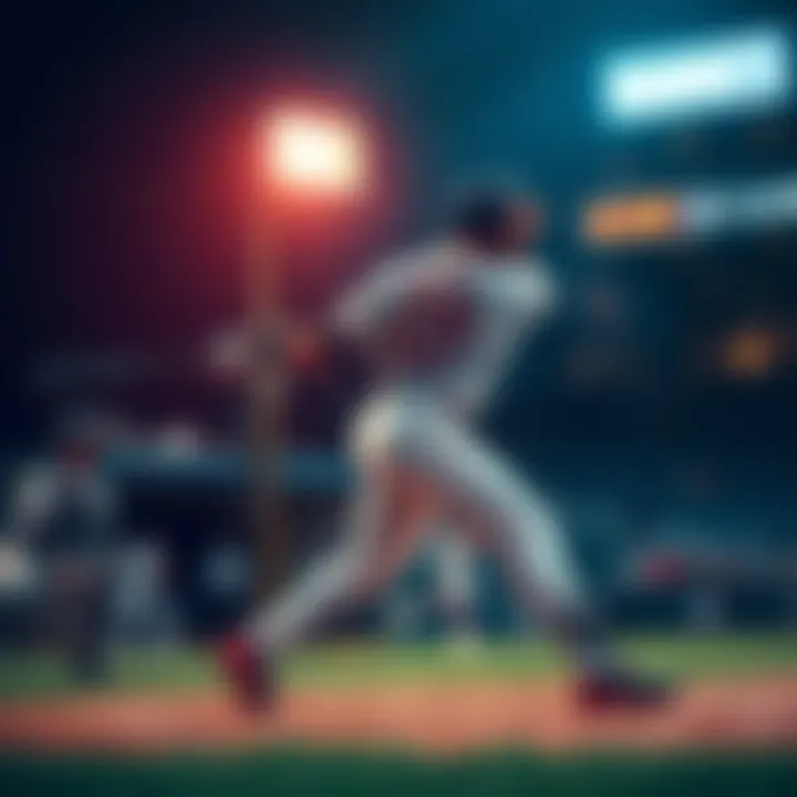 A baseball player swinging to hit a home run during a game