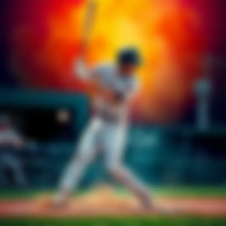 Baseball player executing Home Run Lay strategy A baseball player swings bat to hit a ball, showcasing the Home Run Lay strategy in action during a game