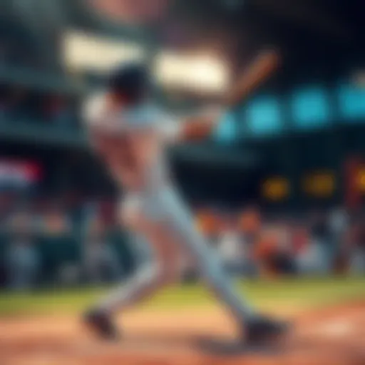 A baseball player in action, swinging a bat at a pitch during a game.
