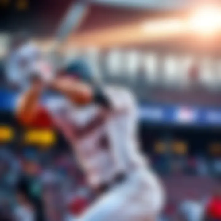 Baseball player swinging a bat A baseball player in a home uniform swinging a bat during a game