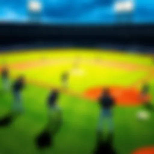 Professional baseball players stretching and practicing before a game