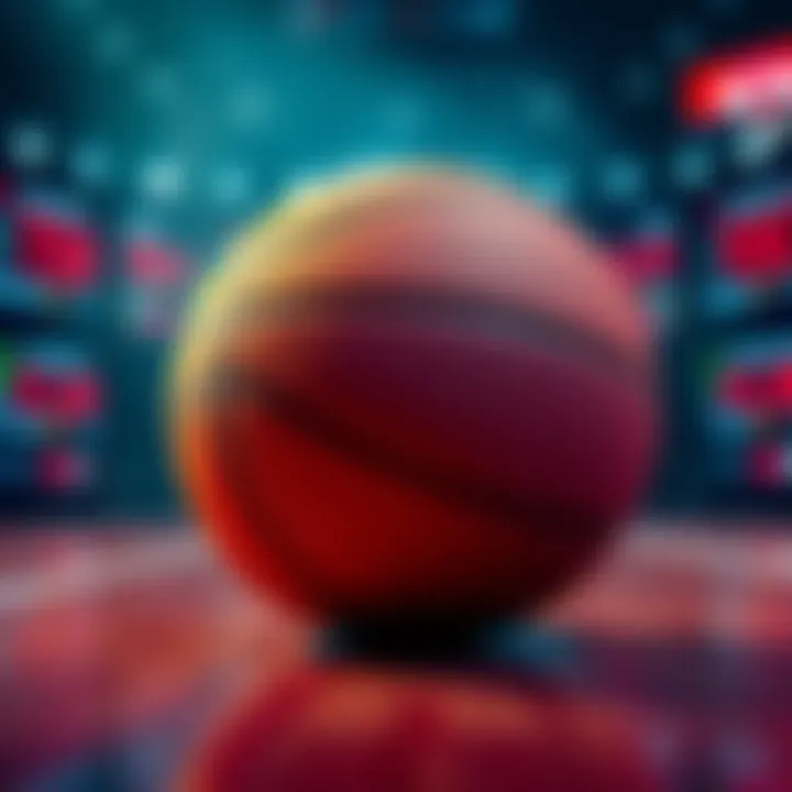 A basketball with betting odds and promotional offers displayed around it, representing sportsbook bonuses for March Madness 2026.