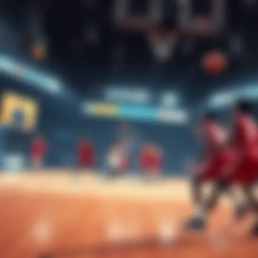 An intense basketball game showing an underdog team in action during a key play