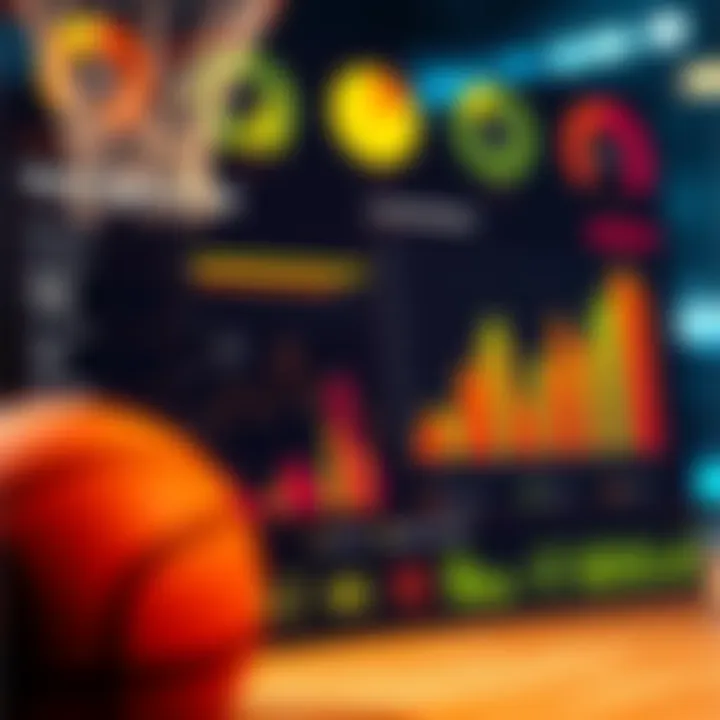 A colorful chart displaying various basketball statistics and player performance data.