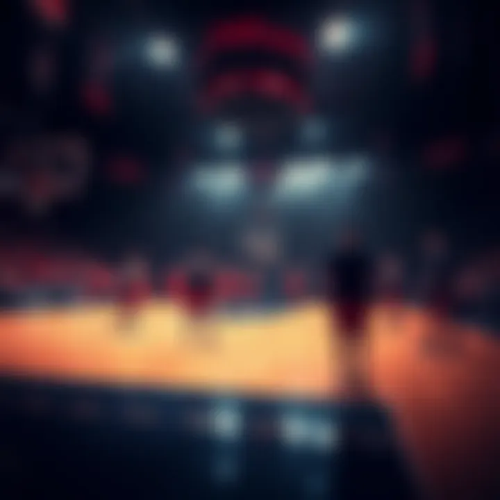 Basketball court with players Players on a basketball court preparing for a game