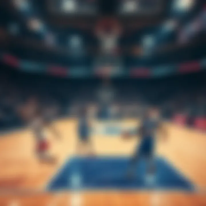 Players on a basketball court showcasing skill and excitement during a game