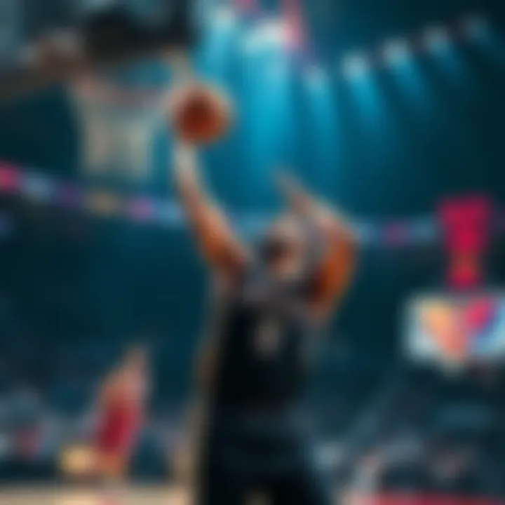 Basketball Player in Action A basketball player shooting a ball on the court during a game