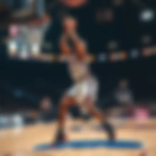A basketball player takes a daring shot during a game, showcasing yolo play strategy.