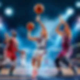 Basketball Players in Action Ron Holland scoring points and Deni Avdija assisting during a game