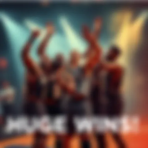 Three basketball players celebrate after achieving triple-doubles while two others share a moment for double-doubles, representing a total payout of $90,700