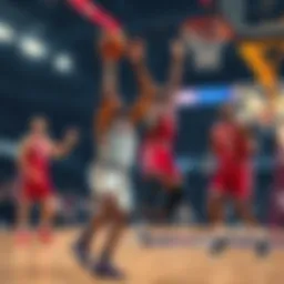 Aaron Gordon passing the ball while Jaden Bradley looks on, Collin Gillespie scores in the background