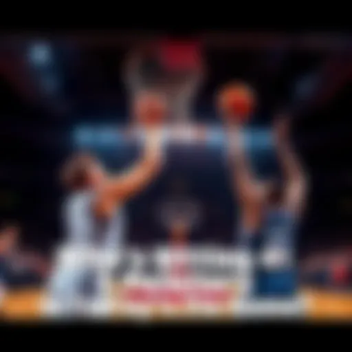 Two basketball players shooting the ball from beyond the arc during a game, aiming for three-pointers.