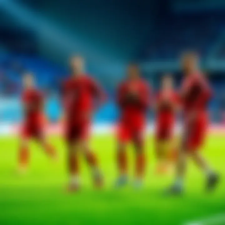 Bayern Munich players warming up before the match against Union Berlin, showing team dynamics and focus on the pitch.