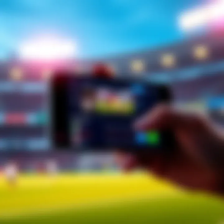 A smartphone displaying a sports app with player stats and scores on the screen