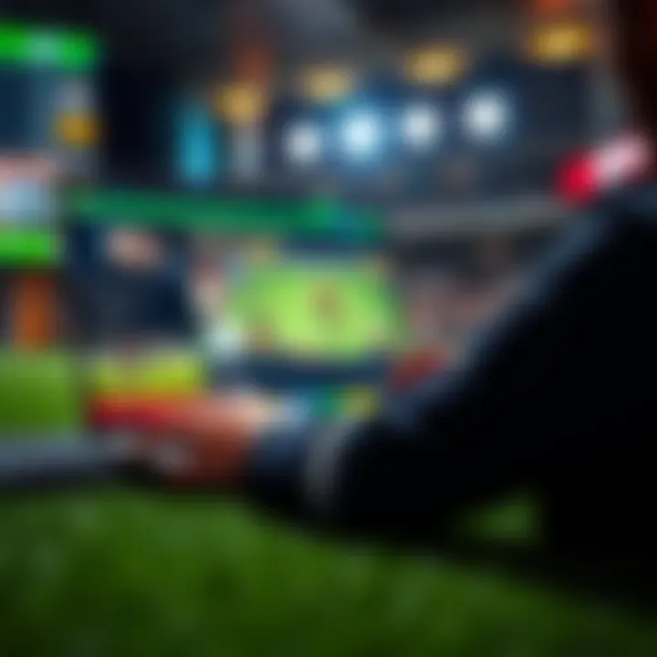 A user reviewing the Bet365 bonus bet offer on a laptop with sports betting visuals on the screen.