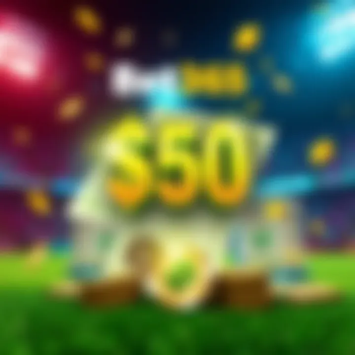 Bet365 Bonus Offer A vibrant graphic showcasing a $50 bonus bet offer with Bet365, featuring a betting slip and money symbols.