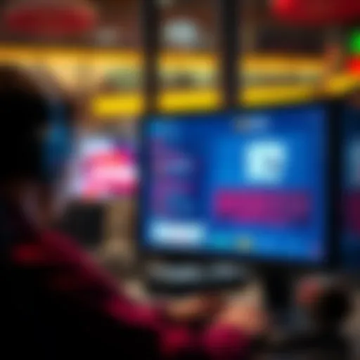 A concerned player looks at a computer screen showing BetOnline poker with messages about rigged games.