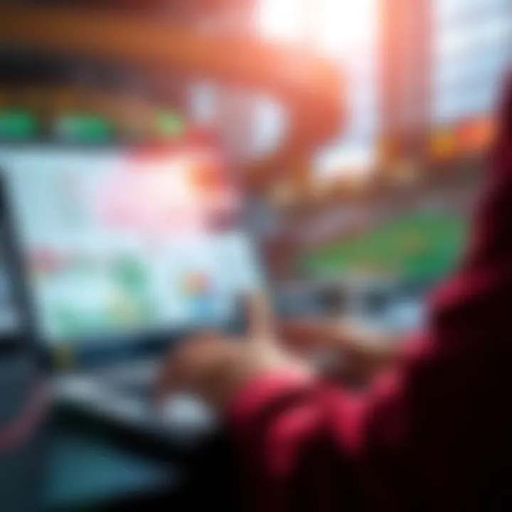 A person analyzing betting odds and charts on a laptop, preparing for wagers tonight.