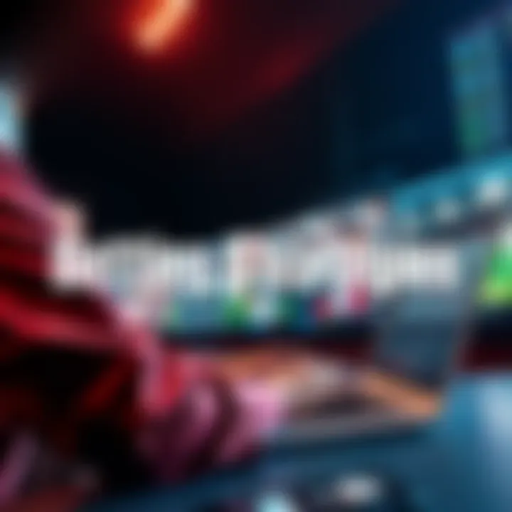 A person analyzing betting odds on a laptop with sports images in the background