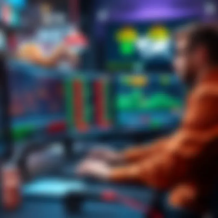 A person analyzing game statistics and placing bets on a computer, focusing on minimizing losses in gaming.