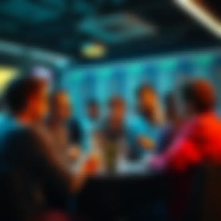 A group of people discussing betting strategies and sharing tips in a community setting