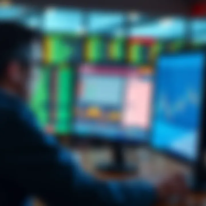A person analyzing betting odds on a computer with graphs and charts displayed on the screen