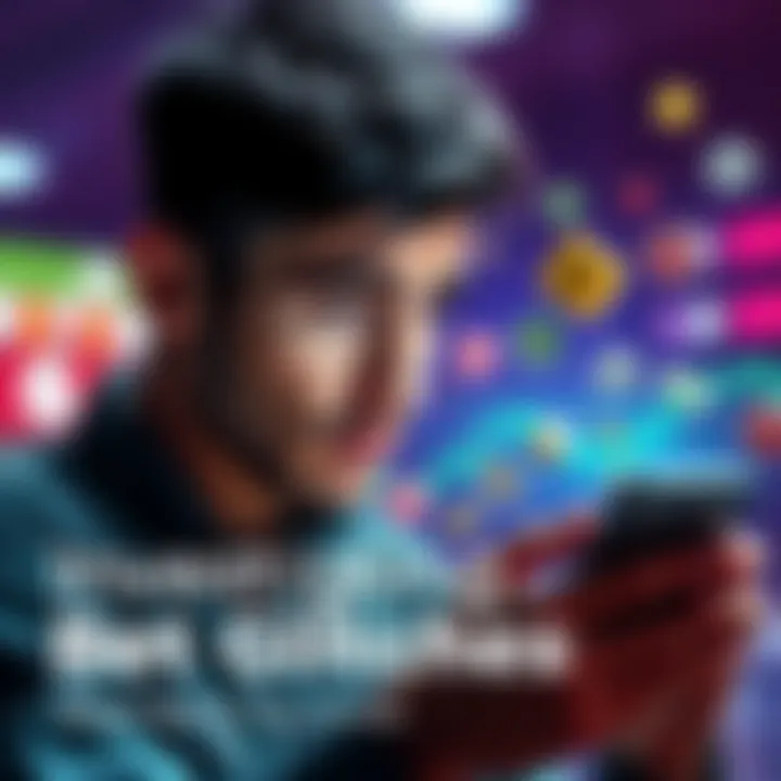 Betting Glitches Concept A person looking confused while checking a betting app on their smartphone, with icons of money and dice around them