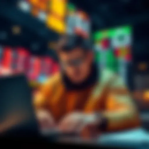 A sports bettor reviewing odds on a laptop with a focused expression, highlighting the search for value in sports wagering.