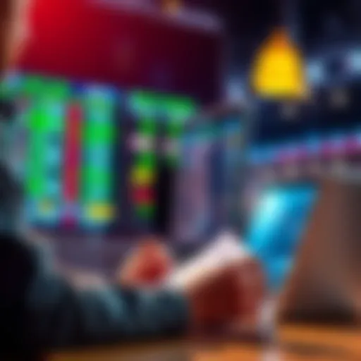 A person analyzing betting odds and strategies with a notebook and laptop