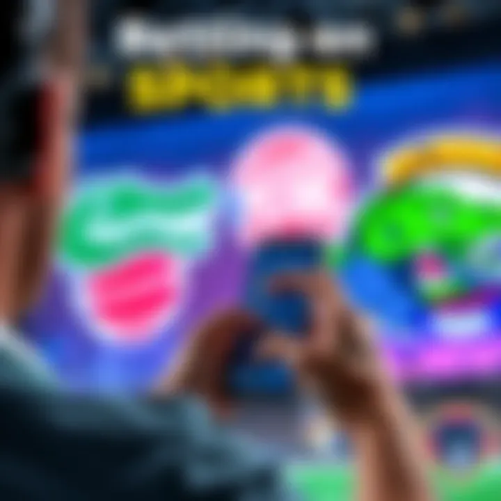 A person looking at sports betting odds on a smartphone with logos of Florida Gators, Detroit Pistons, and Florida Panthers in the background.