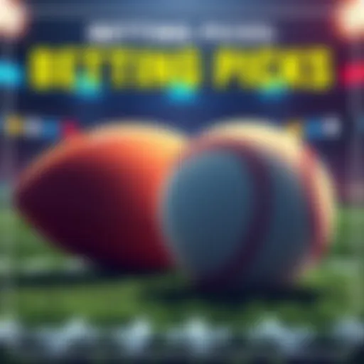 Illustration featuring a football and baseball with betting odds displayed