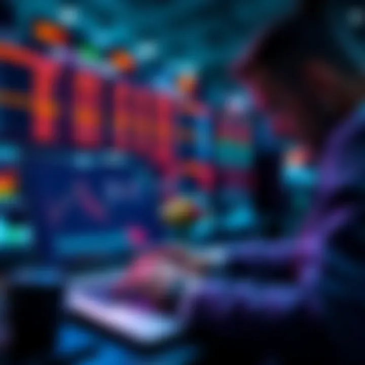 A person analyzing graphs and statistics on a laptop for betting decisions.