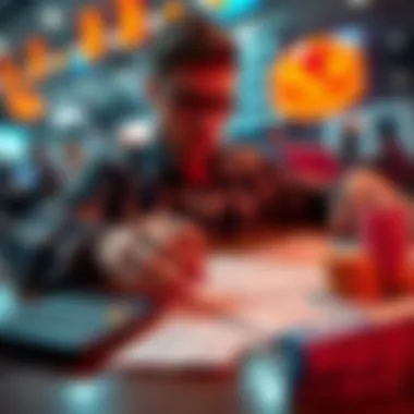 Betting Strategies A person weighing options between cashing out or continuing to bet, with a calculator and betting slips in front of them.