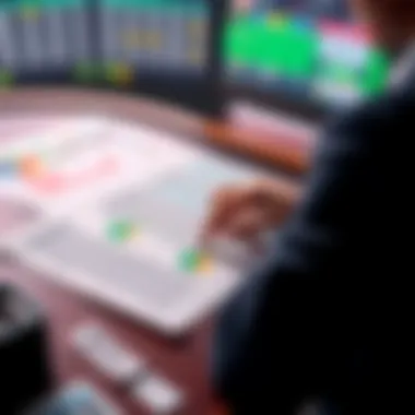 Betting Strategies A person analyzing betting options with charts and betting slips on a table.