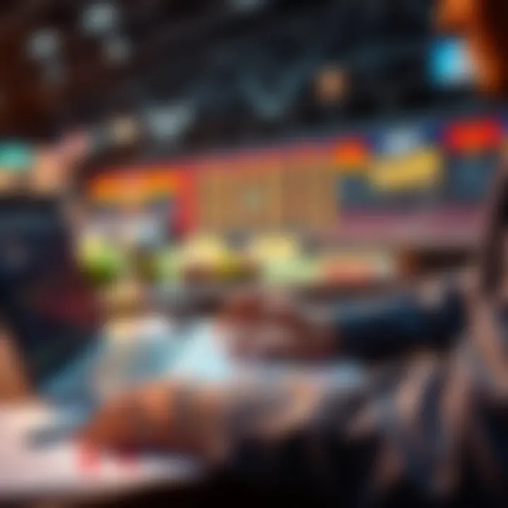 A person analyzing betting odds and strategies on a laptop with charts and notes