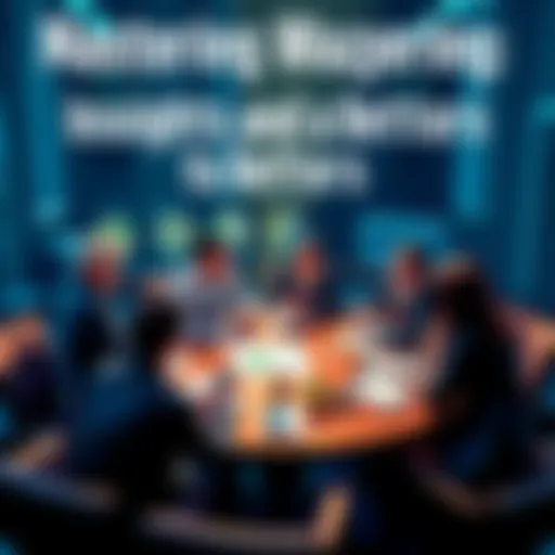 A group of people discussing betting strategies at a round table with charts and notebooks