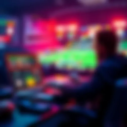 A person studying betting tips for MLB and NFL on a laptop with sports graphics in the background.