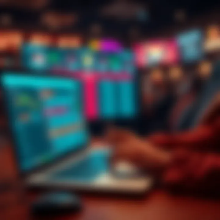 A person analyzing betting options on a laptop, focusing on under bets in sports statistics.